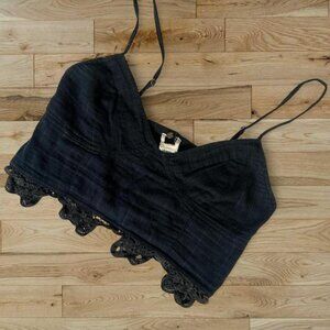 4/$20 DEAL -- Free People One Bustier Black Lace Trim Crop Top